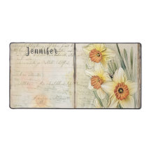 Vintage look daffodils and script. Nombre modifica