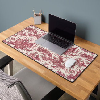 Alfrombrillas De Escritorio Vintage Rustic Farm French Toile-Red & Tan