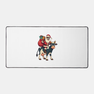 Alfrombrillas De Escritorio Vintage Santa Bigfoot montando vaca Navidad divert