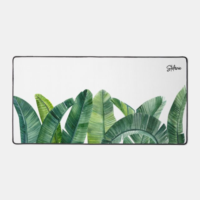 Alfrombrillas De Escritorio Watercolor Banana Palm Leaves Personalizadas (Anverso)