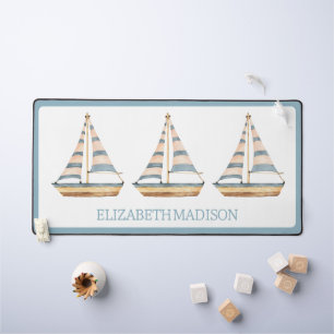 Alfrombrillas De Escritorio Watercolor Blue Stripe Sailboat