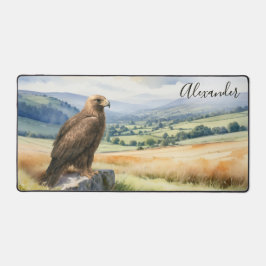 Alfrombrillas De Escritorio Watercolor Golden Eagle & Mountains Personalized