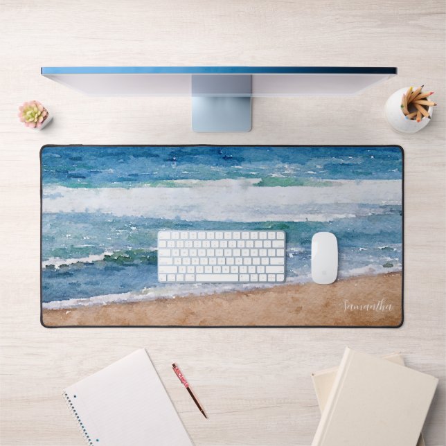 Alfrombrillas De Escritorio Watercolor Ocean Beach personalizado (Oficina 1)