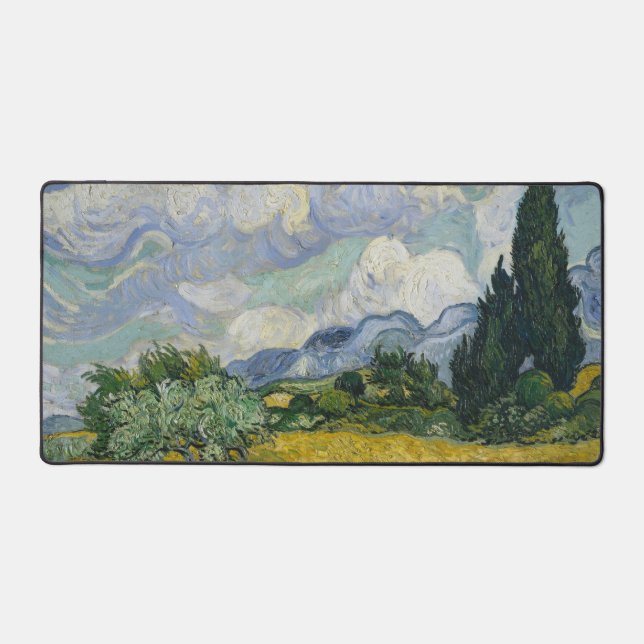 Alfrombrillas De Escritorio Wheat Field with Cypresses, Oil Painting, Van Gogh (Anverso)