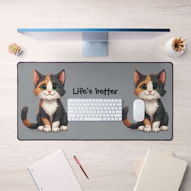 Alfrombrillas De Escritorio Whimsical Calico Kitten con Cattitude (Oficina 1)