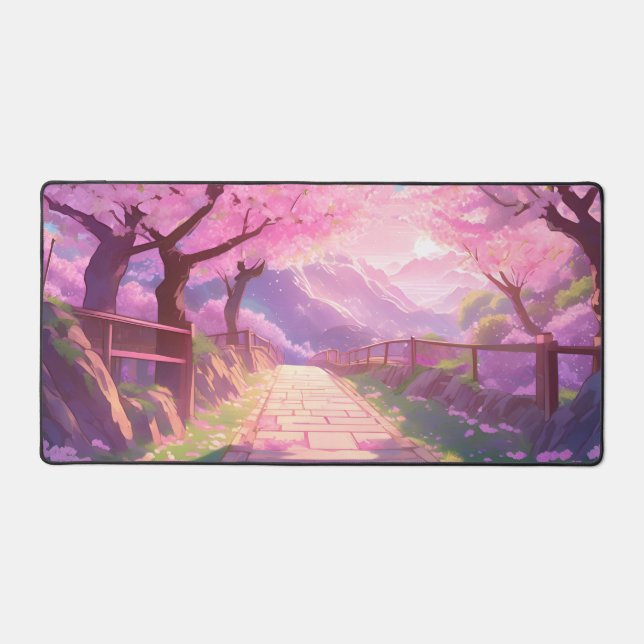 Alfrombrillas De Escritorio Whimsical Cherry Blossom Gaming Mousepad (Anverso)
