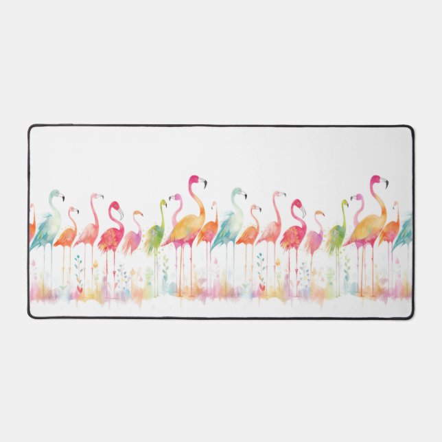 Alfrombrillas De Escritorio Whimsical Flamingo Birds Desk Mat (Anverso)