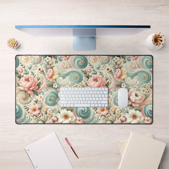 Alfrombrillas De Escritorio Whimsical Floral Swirls en Pastel (Oficina 1)