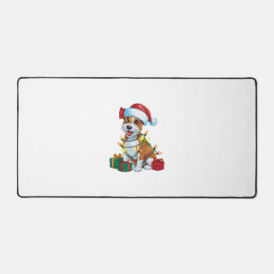 Alfrombrillas De Escritorio Xmas Iluminando Santa Hat Cardigan Corgi Dog C