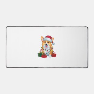 Alfrombrillas De Escritorio Xmas Iluminando Santa Hat Corgi Navidades de perro