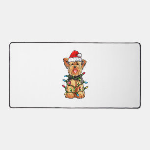 Alfrombrillas De Escritorio Yorkie Yorkshire Terrier Santa Christmas Tree Ligh