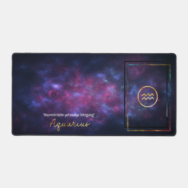 Alfrombrillas De Escritorio Zodiac Rótulo Aquarius Nebula Galaxia Mouse Pad (Anverso)