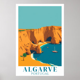 Algarve Portugal Playa Arte de Viaje Vintage