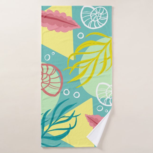 Algas marinas de moda de Geo Nautical | Monograma (Toalla de baño)