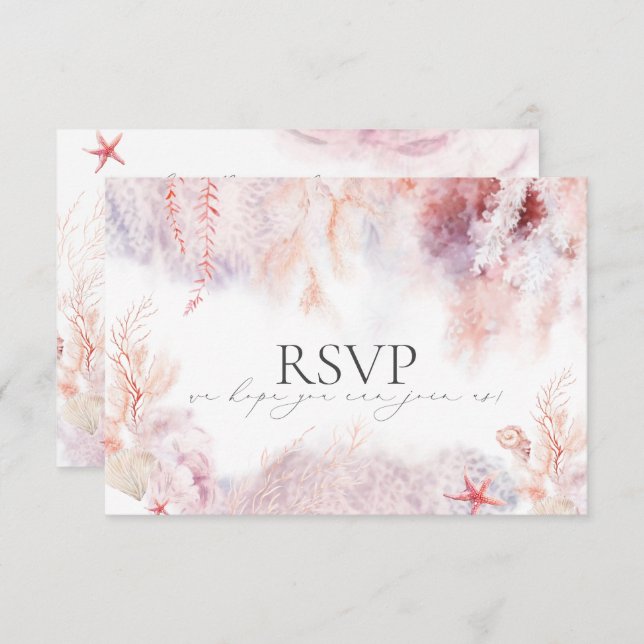 Algas marinas submarinas | Tarjeta RSVP de casamie (Anverso / Reverso)