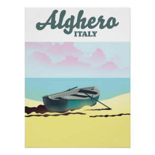 Alghero poster de viajes vintage de Italia