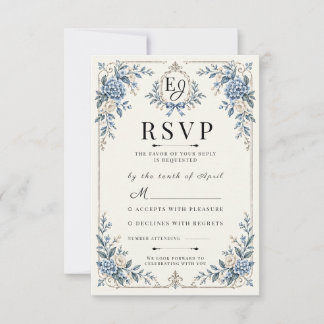 Algo Azul Antiguo RSVP de Boda Heredado
