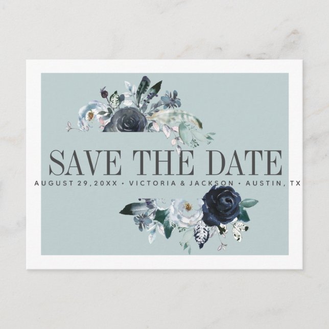 Algo Azul | BOHO INVITACIÓN DE BODA PARA GUARDAR L (Anverso)