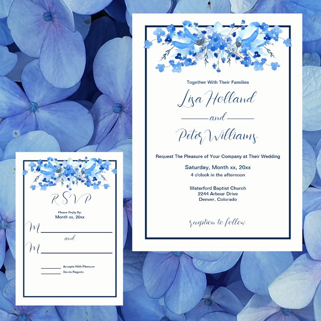 Algo Azul, Floral, Invitación a la boda (Subido por el creador)
