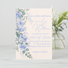 Algo Azul Invitación de Boda Floral Acuarela