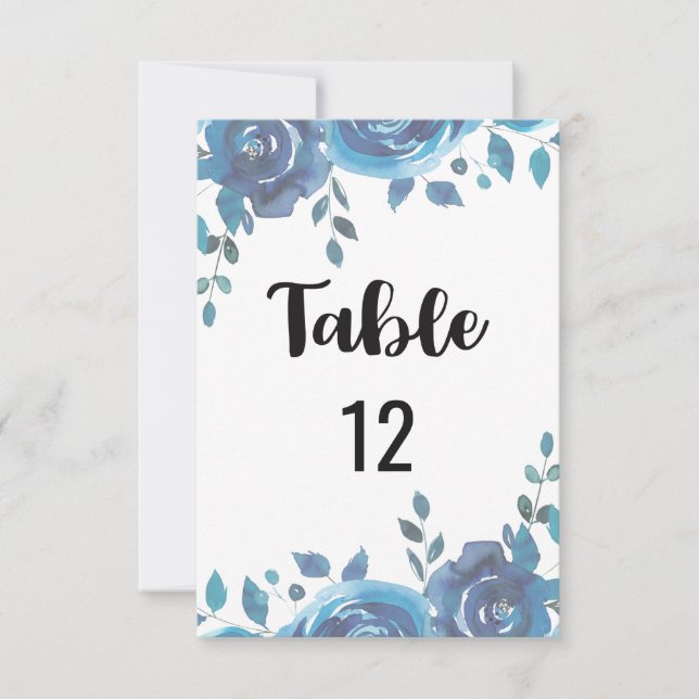 Algo Azul Número de Mesa de Boda Gráfico de Asient (Anverso)