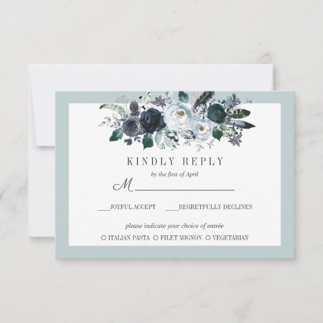 Algo azul | Opción de matrimonio floral RSVP MEAL (Anverso)