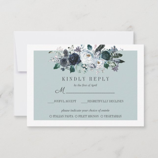 Algo azul | Opción de matrimonio floral RSVP MEAL (Anverso)