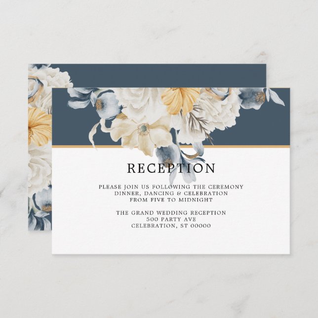 ALGO AZUL| Tarjeta de recepción de bodas (Anverso / Reverso)