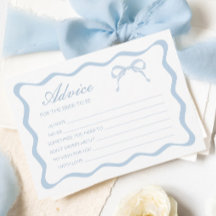 Algo Blue Bow Tarjeta de Consejos de Ducha Bridal