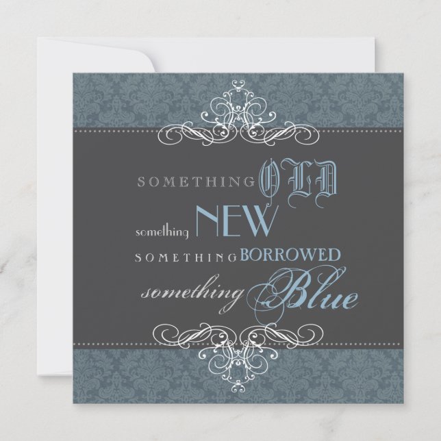 Algo Blue Elegant Bridal Shower Invitación (Anverso)