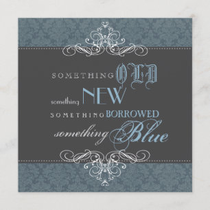 Algo Blue Elegant Bridal Shower Invitación