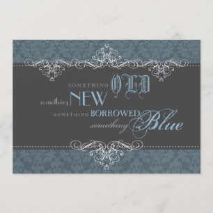 Algo Blue Elegant Bridal Shower Invitación