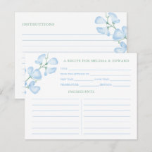 Algo Blue Sweet Pea Bridal Ducha Tarjeta de Receta