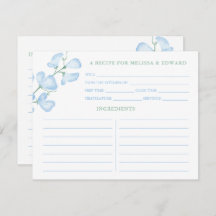 Algo Blue Sweet Pea Bridal Ducha Tarjeta de Receta