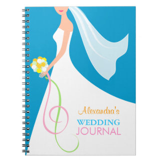 Algo cuaderno nupcial azul del diario de la boda