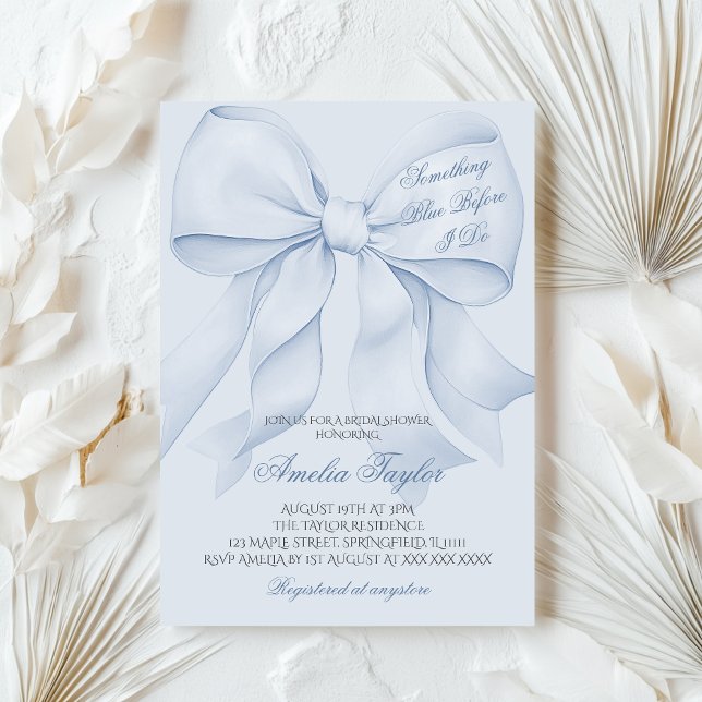 Algo de Blue Bow Bridal Shower Invitación (Subido por el creador)