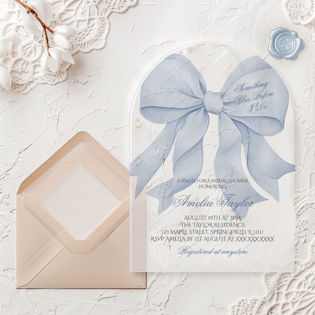 Algo de Blue Bow Bridal Shower Invitación (Subido por el creador)