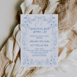 Algo de Blue Toile Bow Bridal Shower Invitación