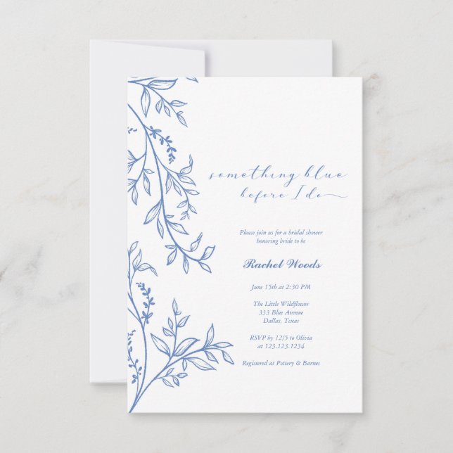 Algo de Blue Wildflower Bridal Shower Invitación a (Anverso)