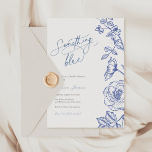 Algo de la invitación a la ducha azul de novia