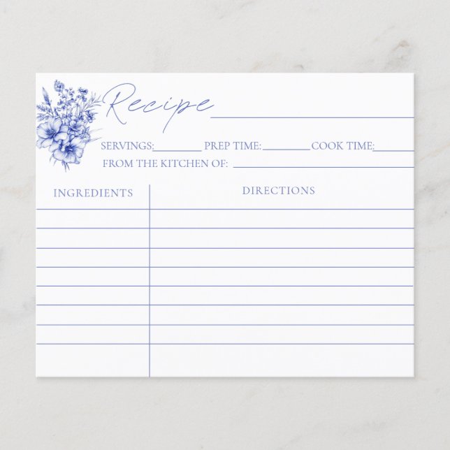 Algo de tarjetas de recetas de ducha azul para las (Anverso)