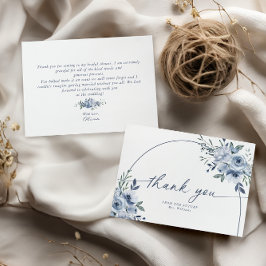 Algo Floral Azul Ducha De Novias Gracias Tarjeta