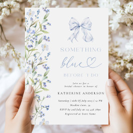 Algo Floral Azul Invitación a la ducha de novia
