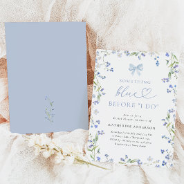 Algo Floral Azul Invitación a la ducha de novia
