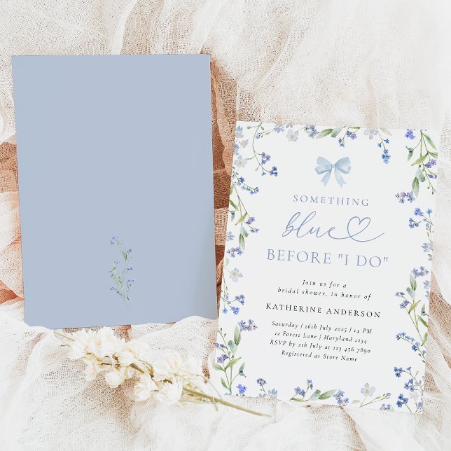 Algo Floral Azul Invitación a la ducha de novia (Subido por el creador)