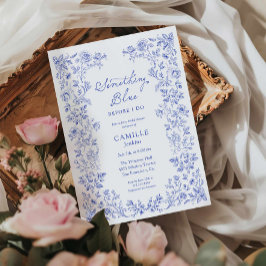 Algo Floral Azul Invitación a la ducha de novia