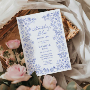 Algo Floral Azul Invitación a la ducha de novia