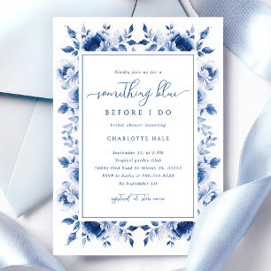 Algo Floral Azul Invitación a la ducha de novia