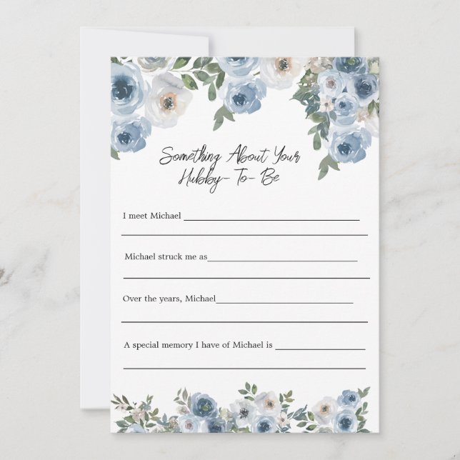 Algo sobre la tarjeta de juego Hubby Bridal Shower (Anverso)