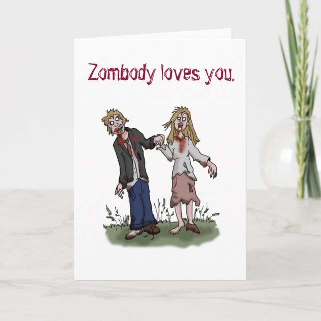 Alguien zombie te ama - Tarjeta de saludo de amor  (Anverso)